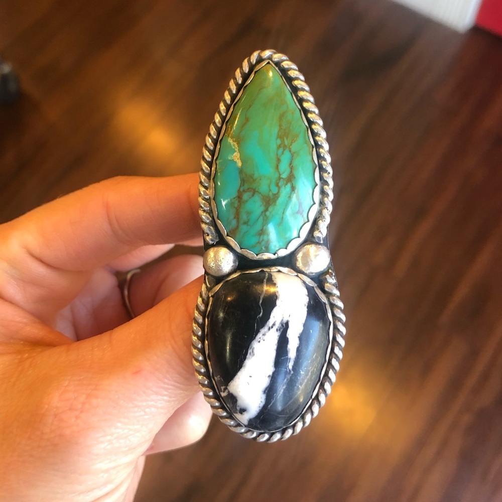 sterling turquoise and white buffalo ring